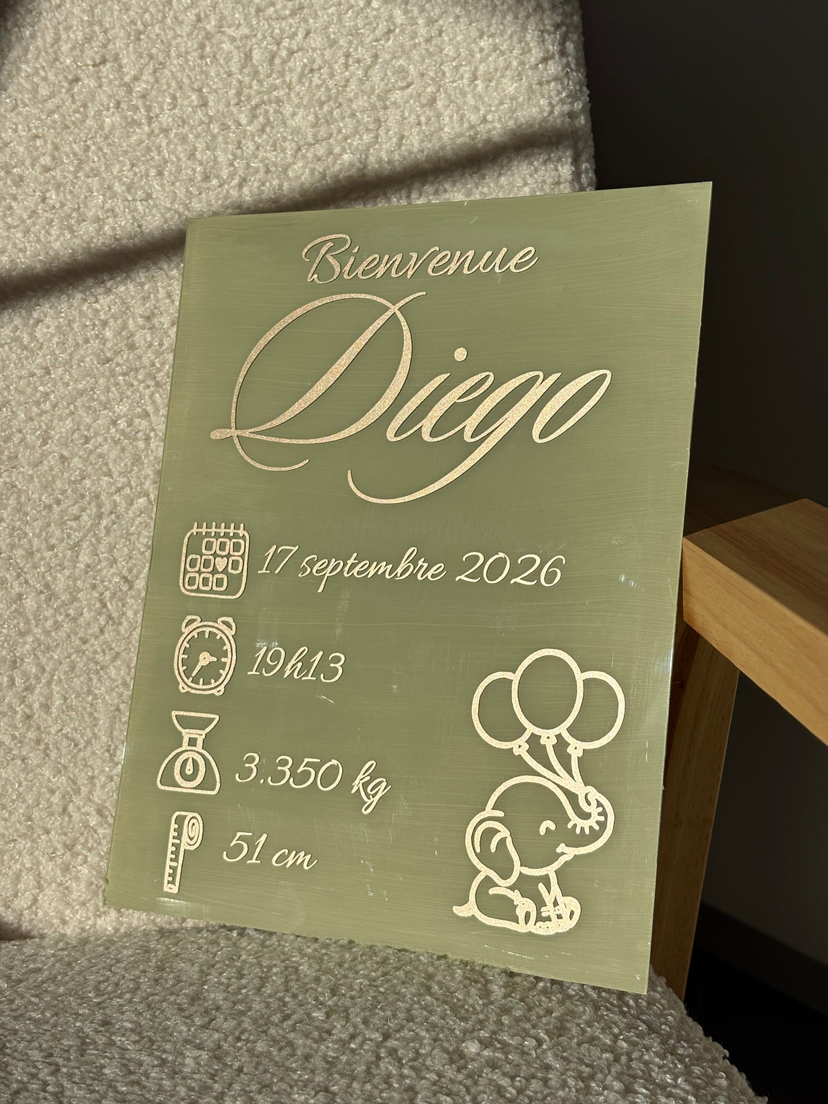 Panneau de Naissance Personnalisé en Plexiglass